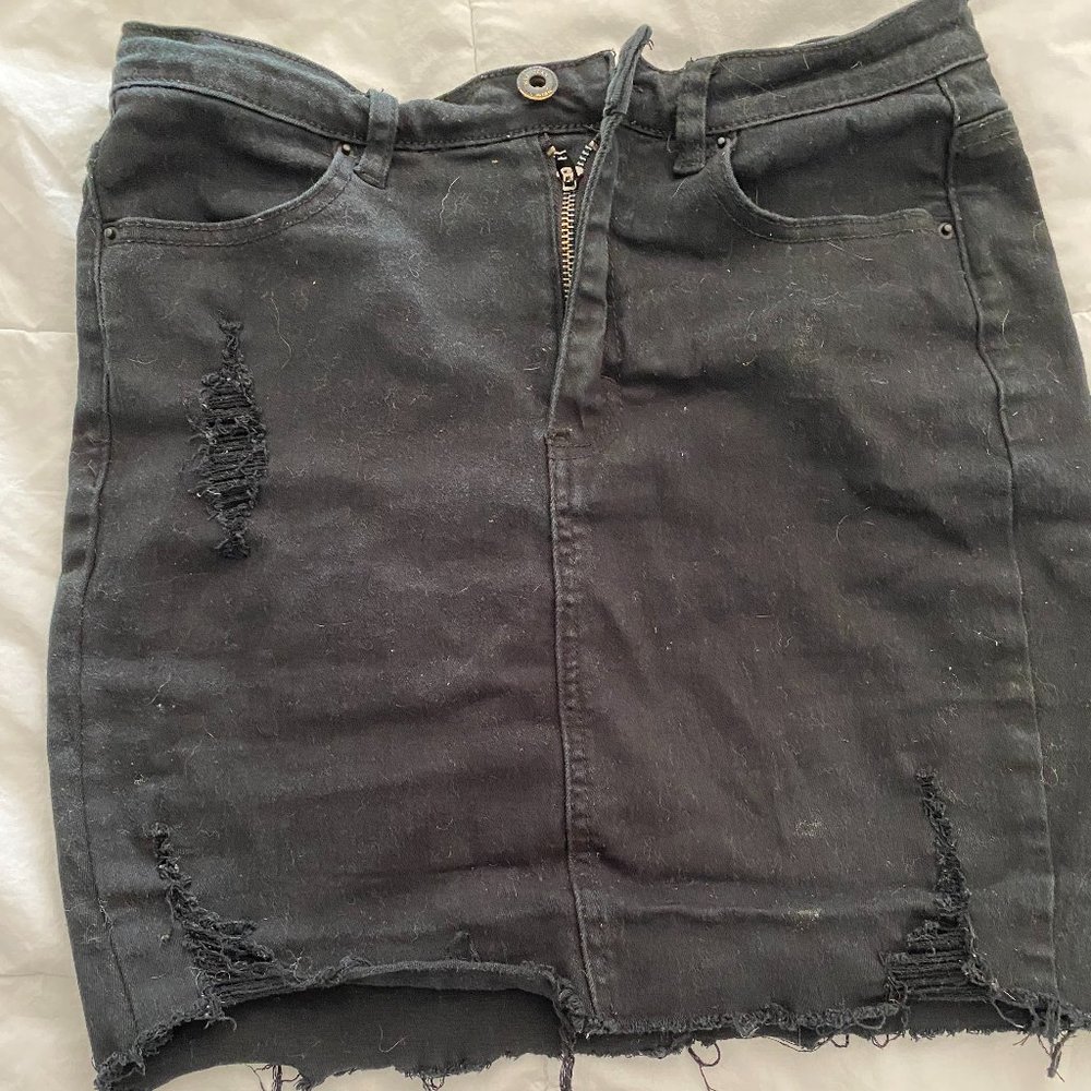 Women's Wax Jean Skirt - New Mini | Color: Black